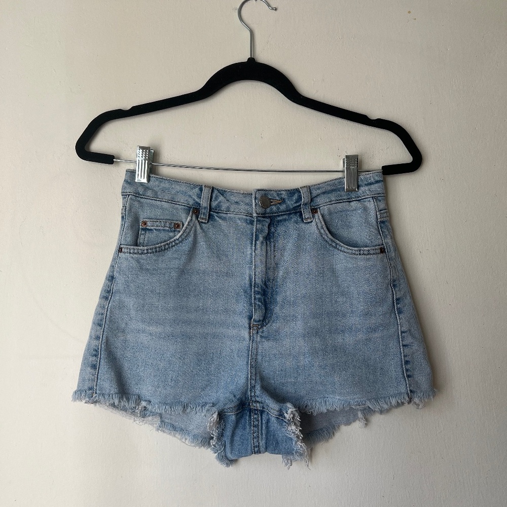 Topshop High-waisted Blue Shorts